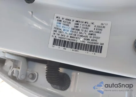 2017 Honda Accord Ex from USA, damaged, VIN 1HGCR2F71HA294812